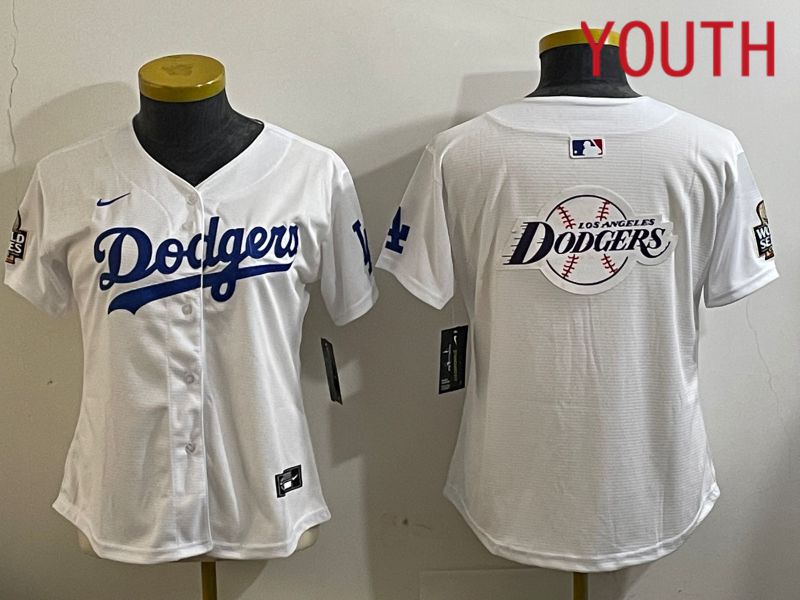 Youth Los Angeles Dodgers Blank White Game 2024 Nike MLB Jersey style 112118